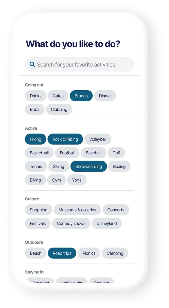 Outing app on mobile phone