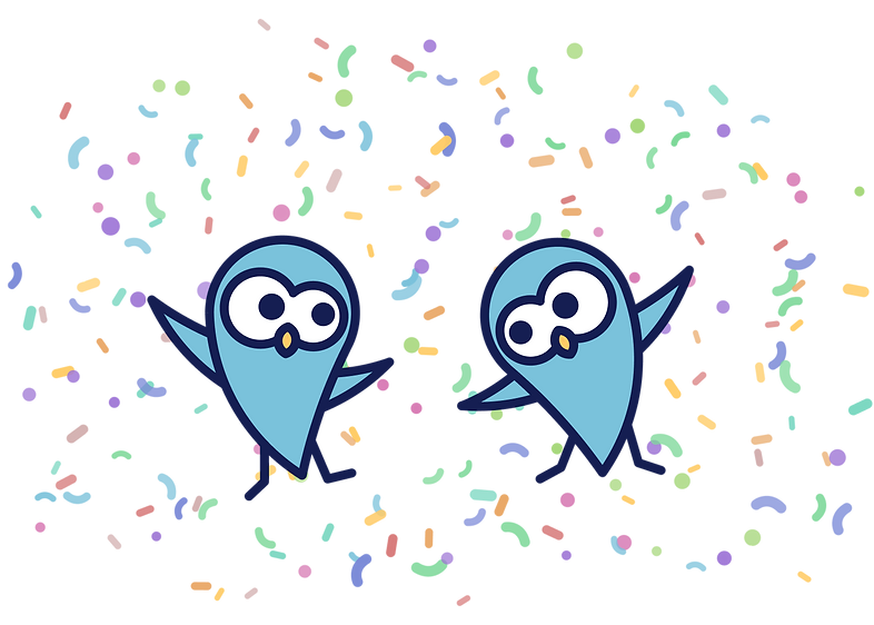 Two Owting Owls are celebrating together